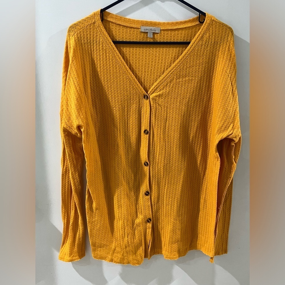Wonderly Mustard Cardigan, size small, oversized